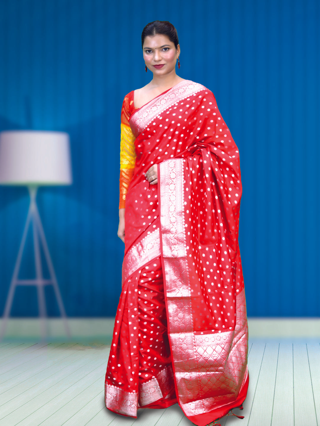 Banarasi Georgatte Pulka Dot Silk Saree