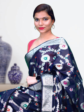 Banarasi Georgatte Mina Jaal Silk Saree