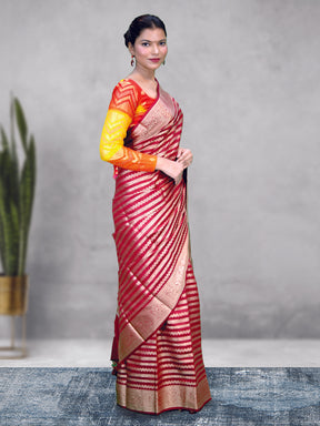 Banarasi Georgatte Silk Strip Saree