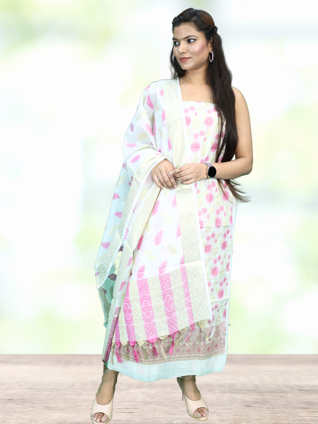 Banarasi Cotton Mina Silk Suit