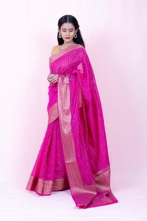 Banarasi Georgatte Check Saree