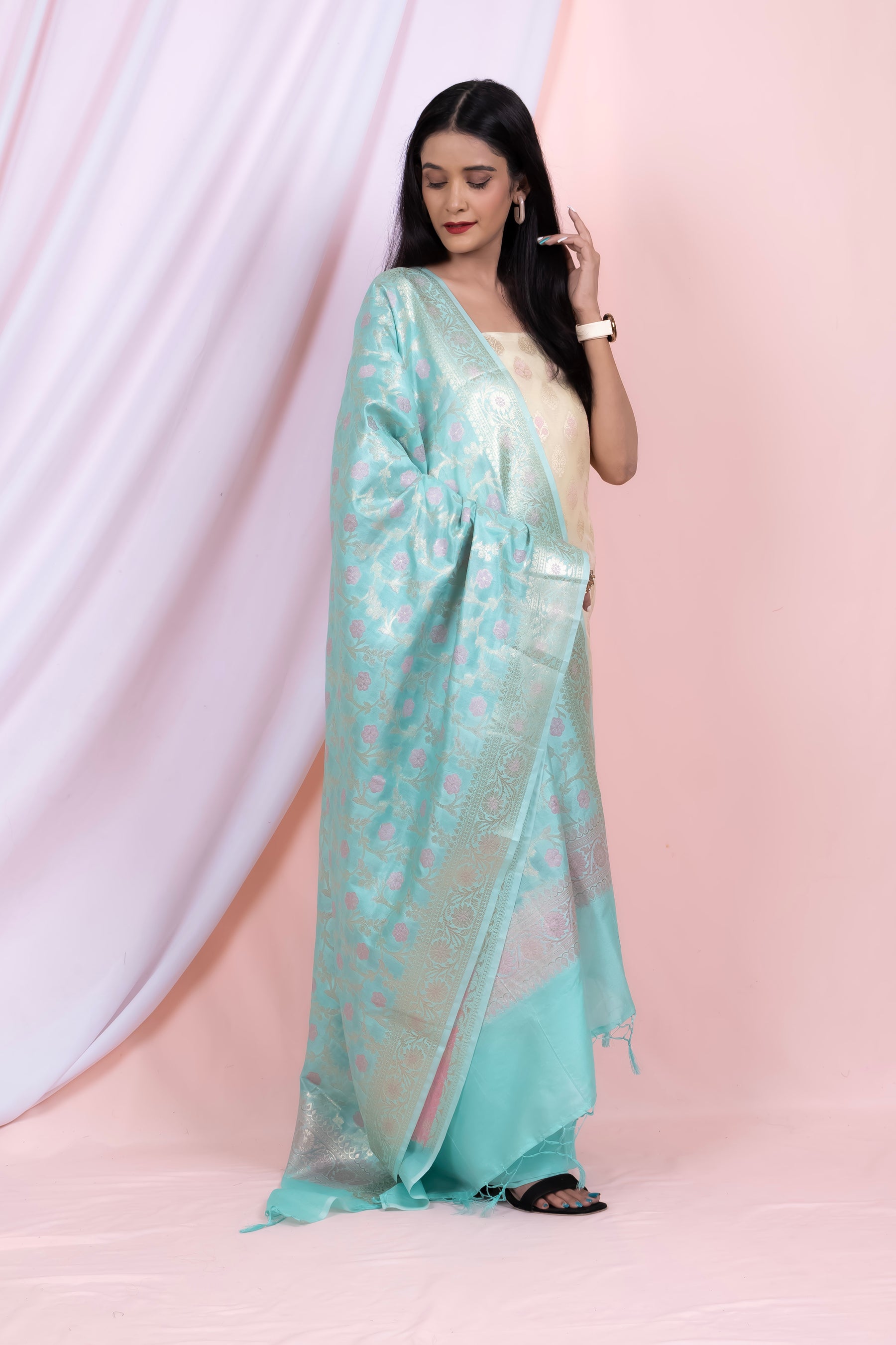 Banarasi Katan Silk Alfi Suit