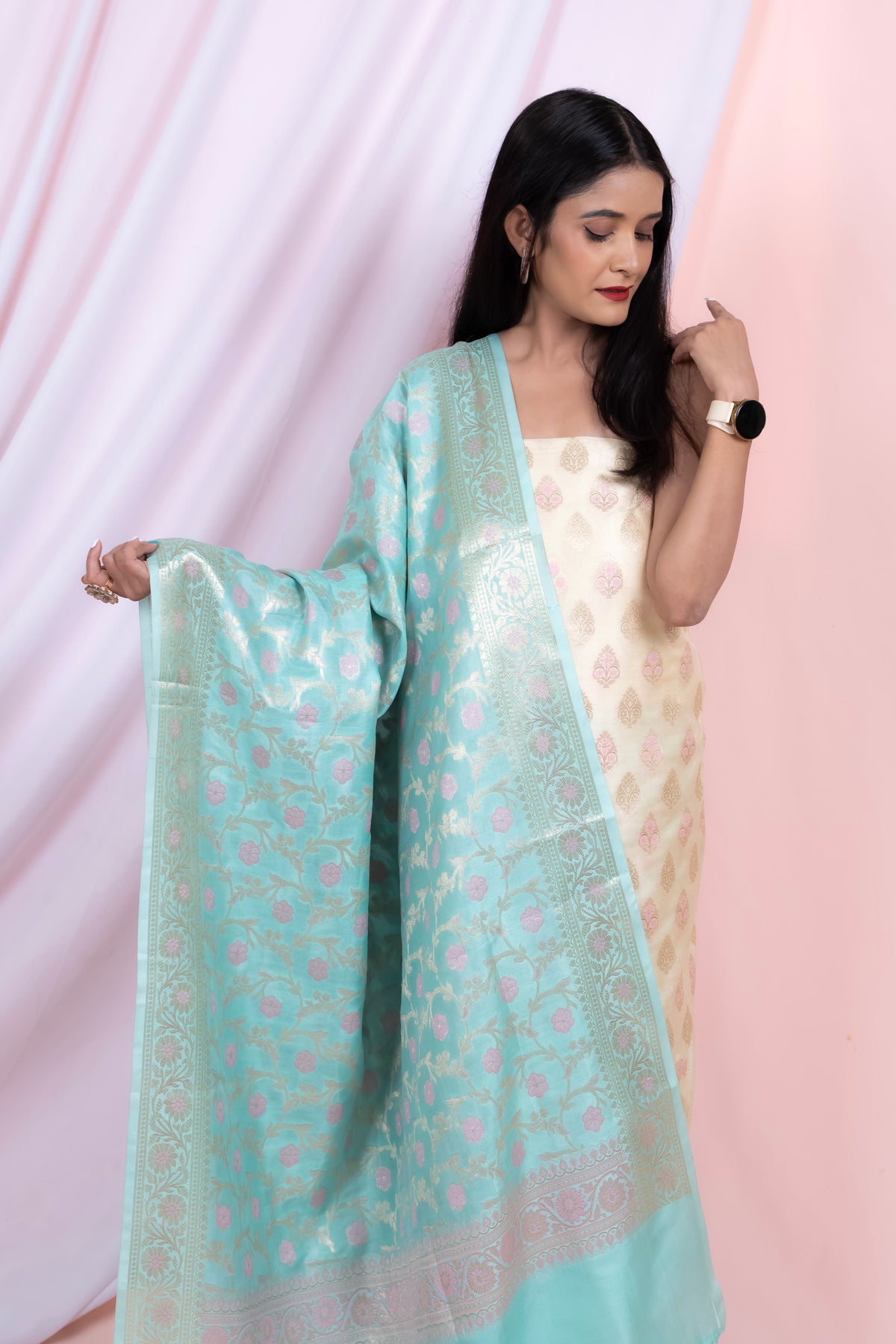 Banarasi Katan Silk Alfi Suit