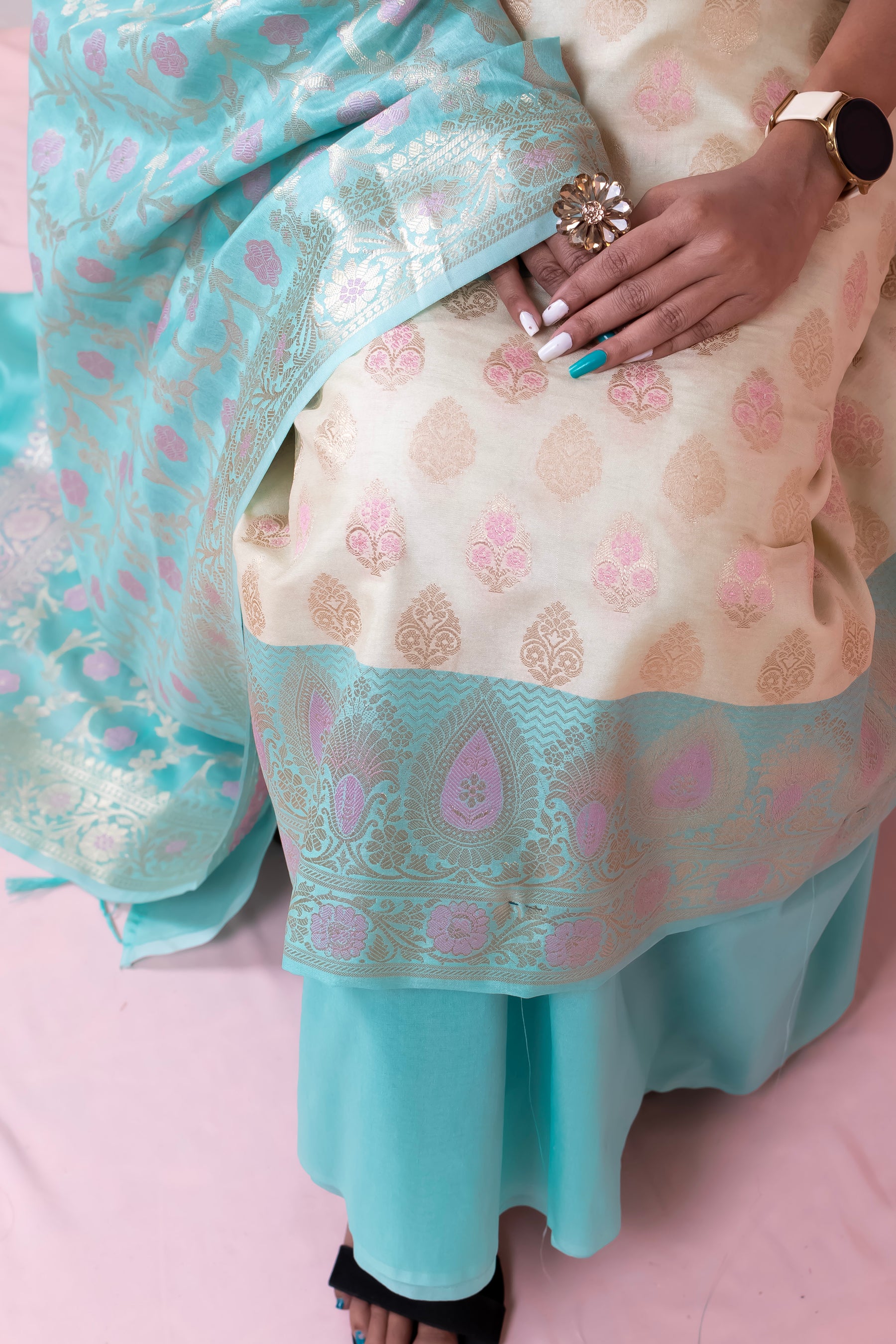 Banarasi Katan Silk Alfi Suit