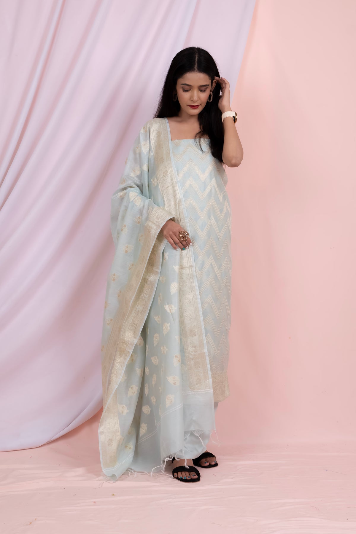 Banarasi Zig Zag Reshmi-Silk Suit