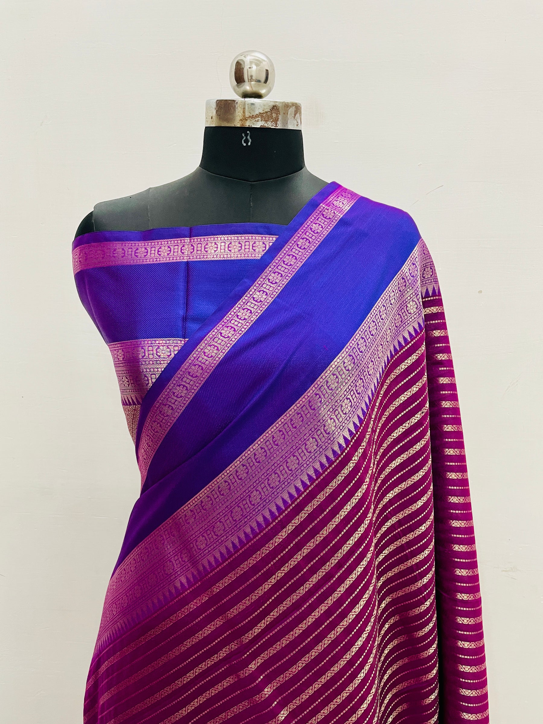 Banarasi Mysore Silk strip Saree