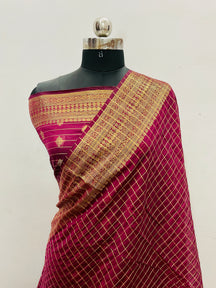 Banarasi Georgatte Check Saree