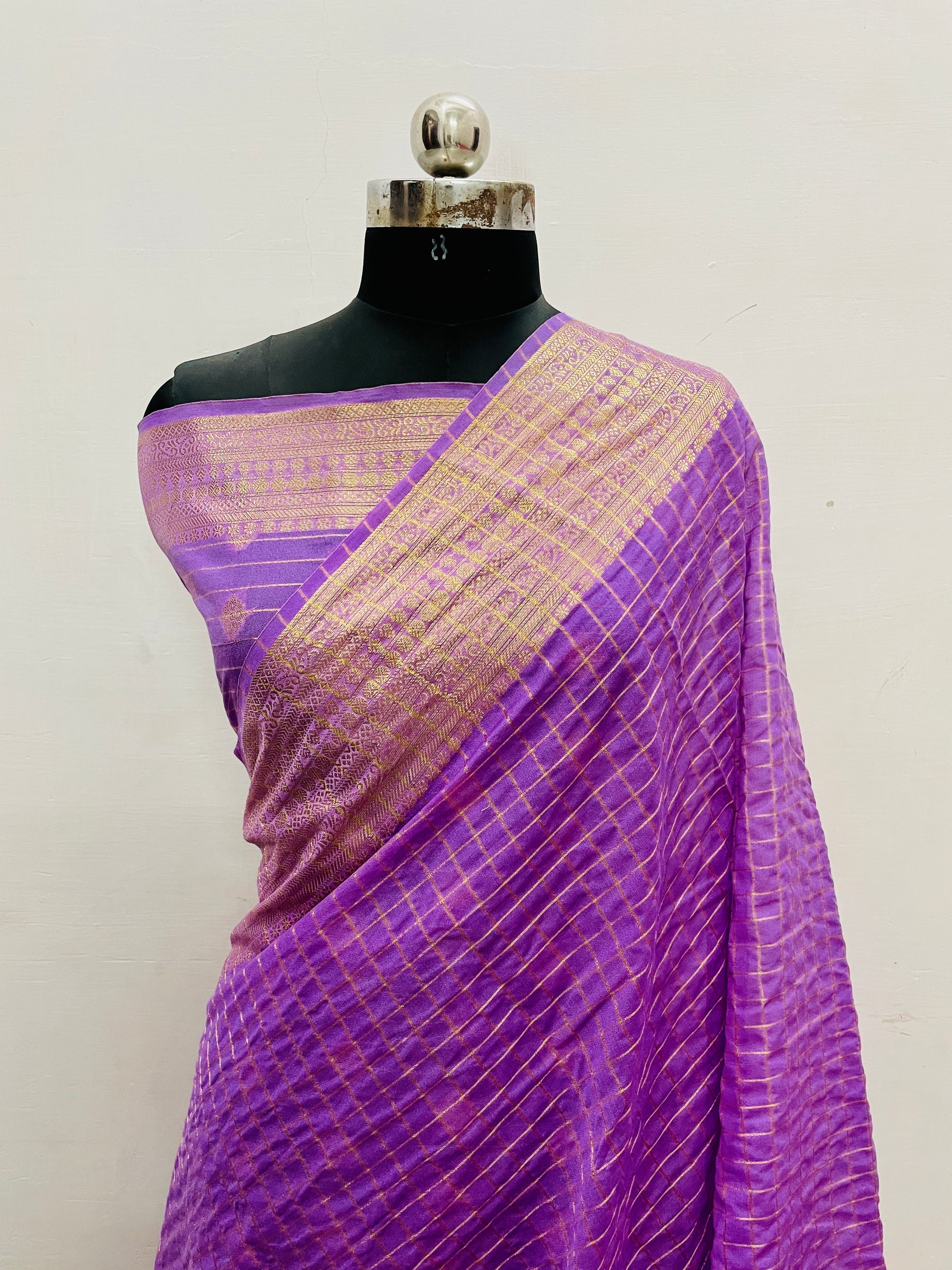 Banarasi Georgatte Check Saree