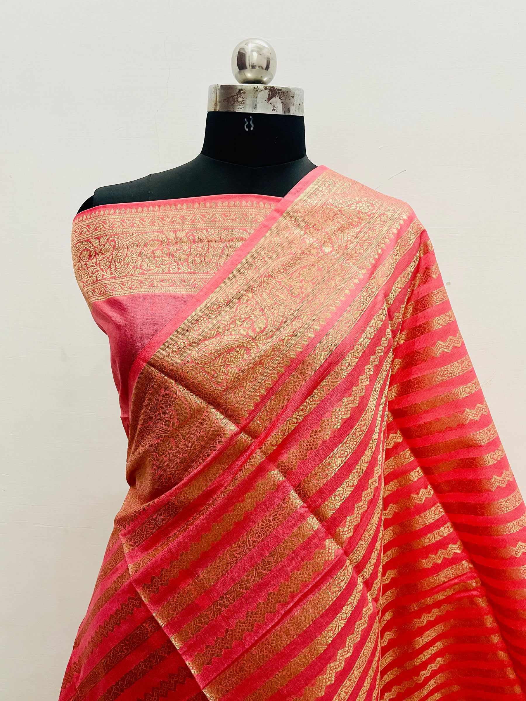 Banarasi Georgatte Silk Strip Saree