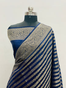 Banarasi Georgatte Silk Strip Saree