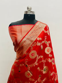 Banarasi Georgatte Mina Jaal Silk Saree