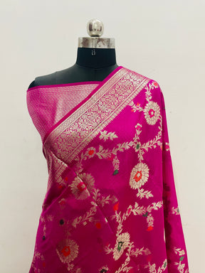 Banarasi Georgatte Mina Jaal Silk Saree