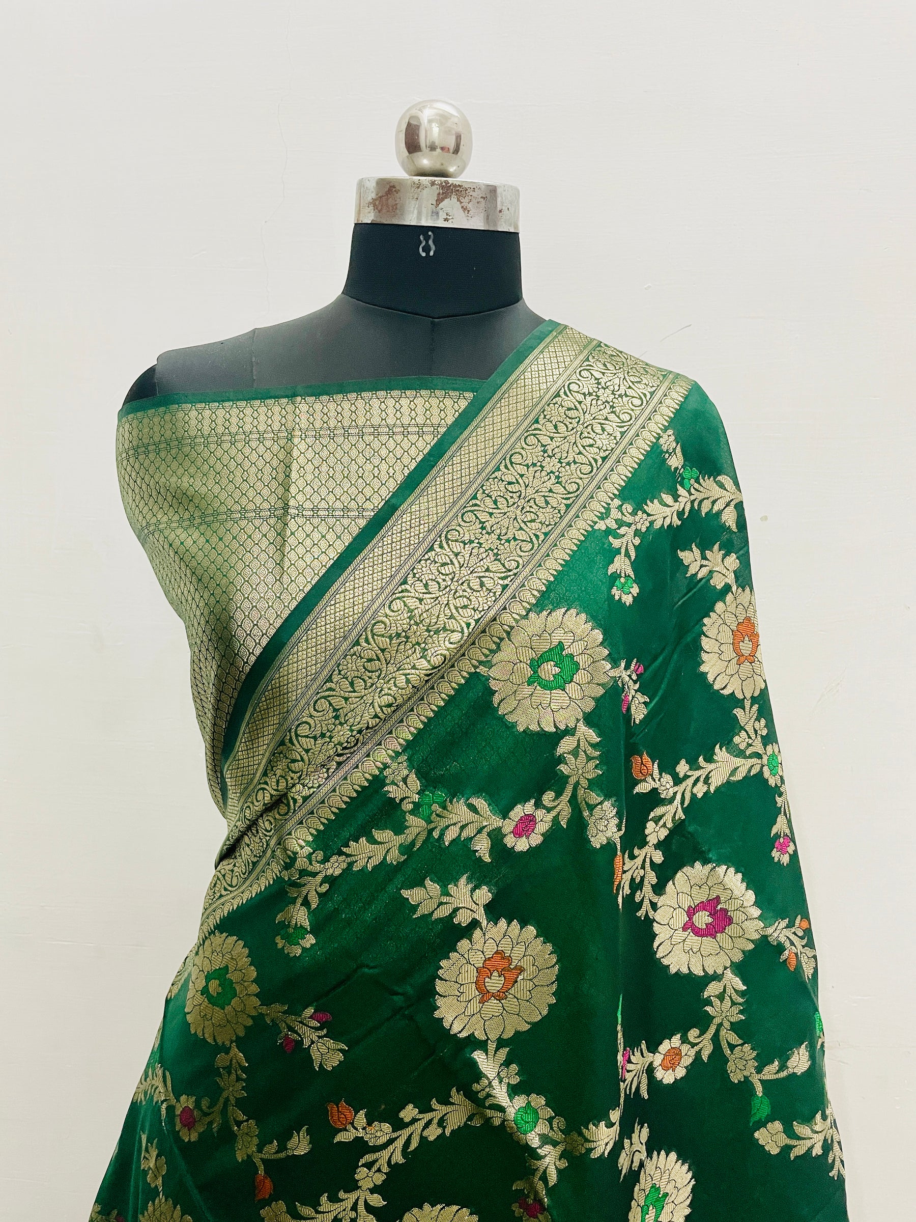 Banarasi Georgatte Mina Jaal Silk Saree